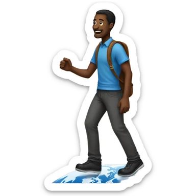 Black man walking on top of the world sticker