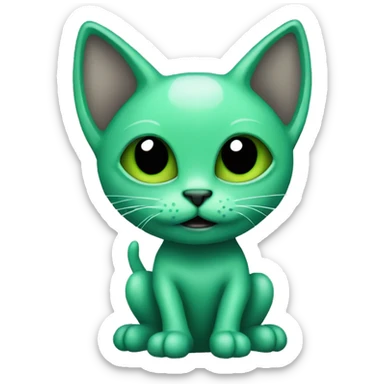 green alien kitten with alien ears sticker