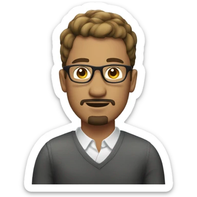 Guy with short pepper 
hair and glasses and goatee beard sticker