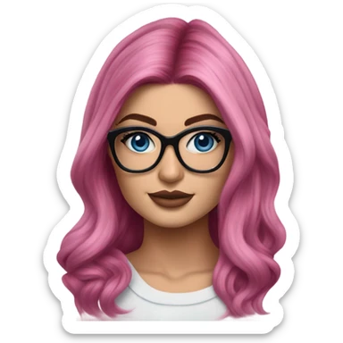Photo Realistic kylie jenner stylish pink hair BLUE eyes and glasses elegant  sticker