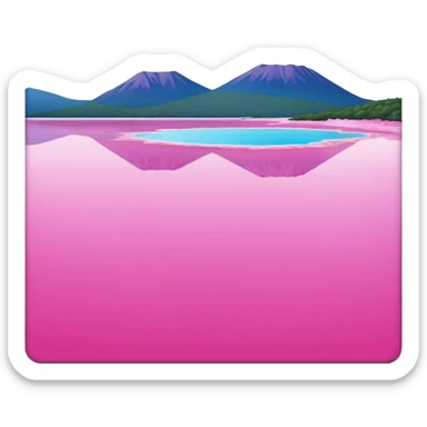 Hyperrealism, bubble-gum pink Lake Hillier in Australia sticker