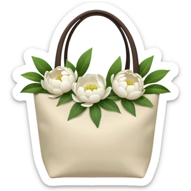 canvas tote bag filled with white peonies  sticker