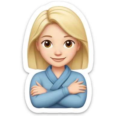 lady with crossed arms around her neck smiling  sticker