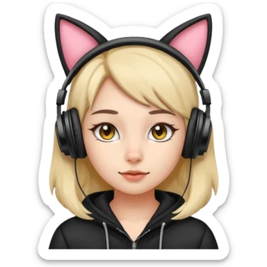 streamer girl with cat ears headphones sticker