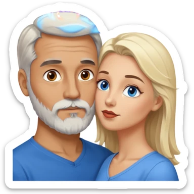 Man with hazel eyes and gray beard kissing blonde blue-eyed  woman sticker