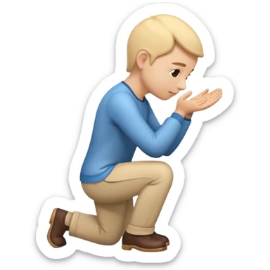 3D emoji style person bowing, respectful angle, centered, soft shadow, white background. sticker
