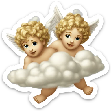 Twin cherubs on clouds Renaissance  sticker
