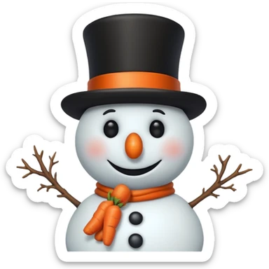 A classic snowman with carrot nose and coal smile. sticker