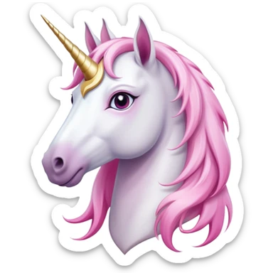 head of an anthropomorphised female unicorn horse, looking straight ahead, standard pose sticker