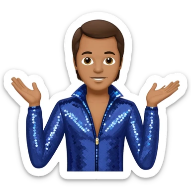 Harry Wayne Casey aka KC, Funk Singer (b.1951) from KC and the Sunshine Band with medium brown hair, indigo sequin disco outfit sticker