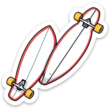 A line drawing of a longboard  sticker