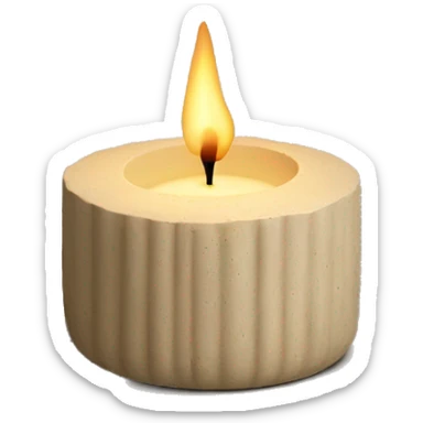 candle in beige concrete ridged vessel sticker