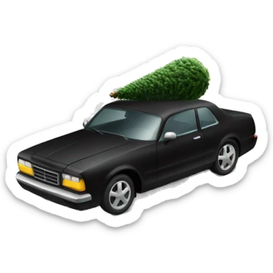 Christmas black car with Christmas tree sticker