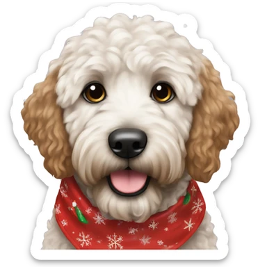 Black golden doodle wearing a Christmas bandana sticker
