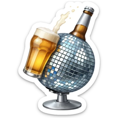 bola de discoteca bebiendo cerveza sticker
