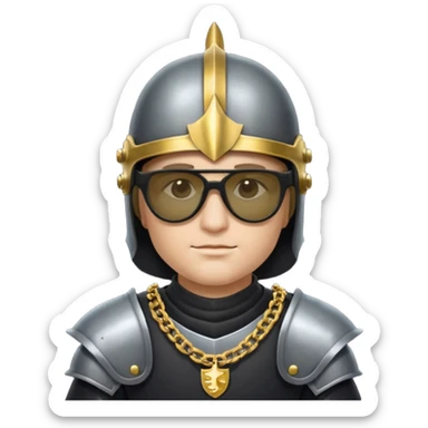Knight helmet gold chain dark glasses money sticker