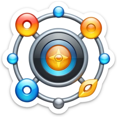 create a physics emoji which does not have any element of biology or chemistry in it. must contain hints of all the branches of physics sticker