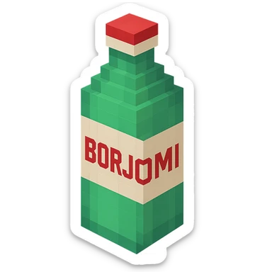 Borjomi bottle with a matte finish and a label sticker