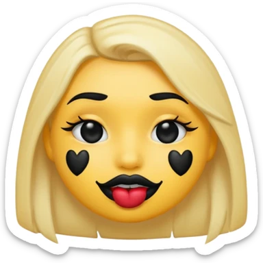 an emoji with black lipstick kiss marks on face sticker