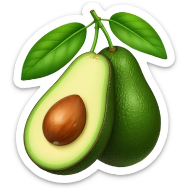 avocado with leaves sticker