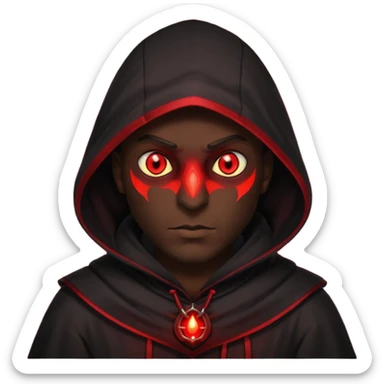 Evil Dark, shadowie Male lord with Red glowing eyes and hood sticker