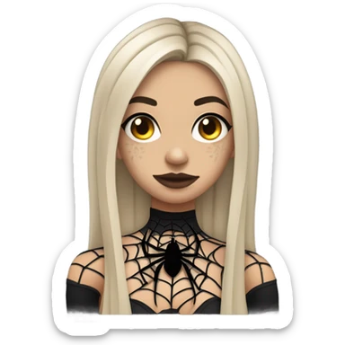 tan goth girl with spiderweb shoulder tattoo and medium length hair sticker