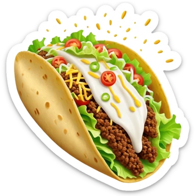 A juicy taco erupting in an explosion of white paint sticker