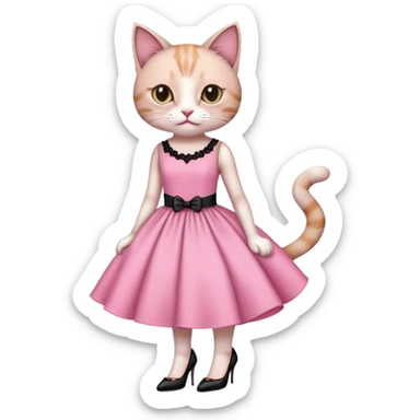 Cat wearing a pink dress with black heels  sticker