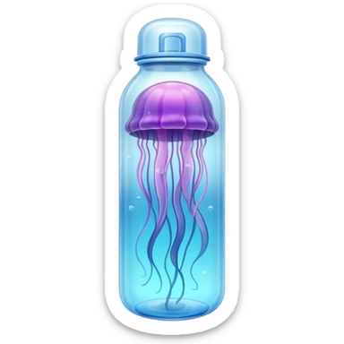 sea jellyfish, plastic bottle sticker