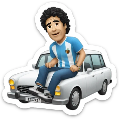 Maradona driving white taxi sticker