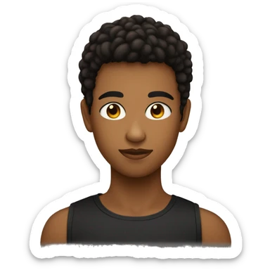 Adolescentes con piel nestisa y pelo negro que tenga un buzo negro y ojos marrones sticker