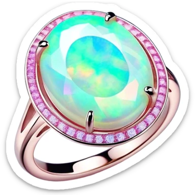 Cinematic Realistic Opal Emoji, Mystical and iridescent, with shifting colors of blue, green, and pink that dance across the smooth, milky surface. The gem’s unique play of light creates a mesmerizing, fluid effect, while a soft, glowing halo surrounds the stone. Soft glowing outline, capturing the essence of magic and mystery in a radiant opal. sticker
