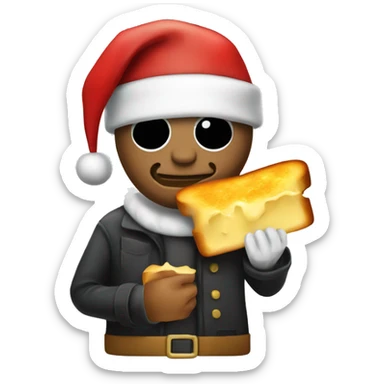 bank robber dressed as santa holding a grilled cheese  sticker