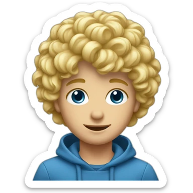 Garçon cheveux bouclée blond avec des yeux bleu sticker