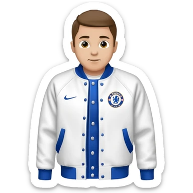 a blue baseball jacket with white sleeves piece of clothes item only
In Chelsea FC theme sticker