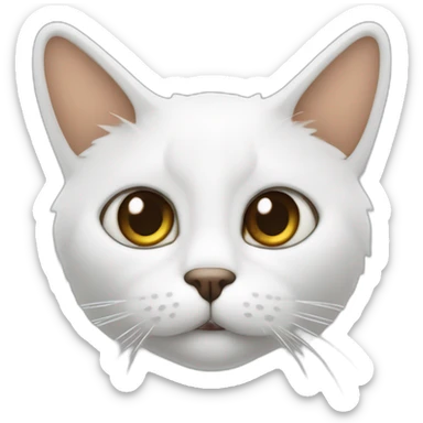 Chat blanc aux poils mis long, aux yeux verts, avec bout des oreilles à taches marron sticker