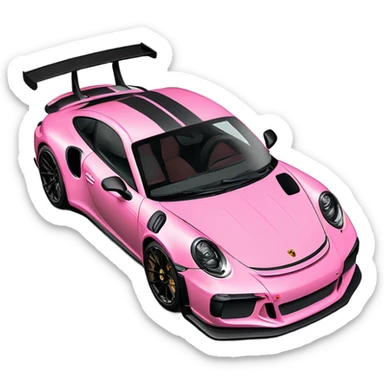 Porsche 911 GT3RS, Pink with carbon fiber accents, full scale sticker
