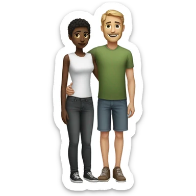 tall guy with short girl  sticker