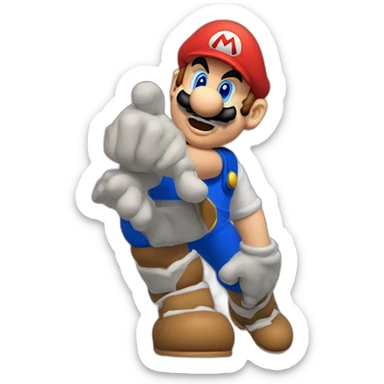 Mario Bros montre du doigt sticker