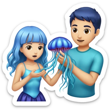 Portuguese man of war stinging a girl on hand sticker