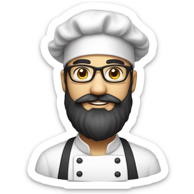  person who is chef by profession having thick black beard, white turban and spectacles sticker