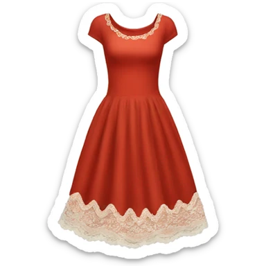 Red dress with lace sticker