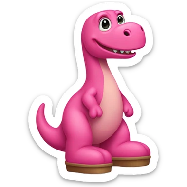 A pink dinosaur wearing Uggs sticker