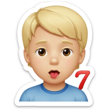 Blonde kid drooling with numbers 67 next to him  sticker