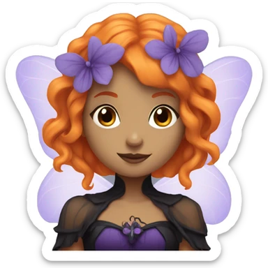 Gothic fairy with Orange hair and violet dress sticker