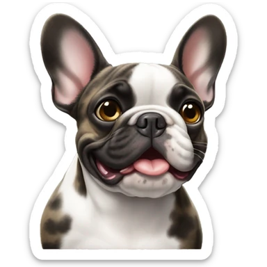 French bulldog, black brindle, white spot chest, blow a kiss sticker