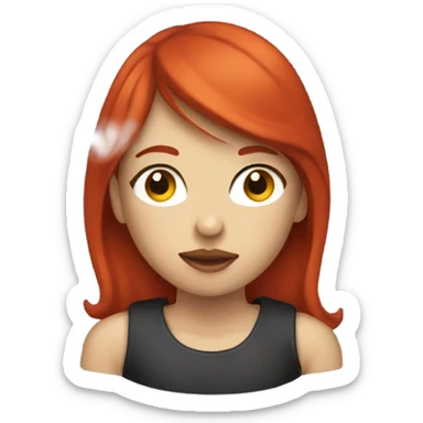 A girl with red hair smokes aikos sticker