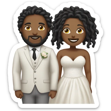 Plus size couple with locs wedding pale sticker