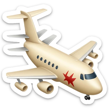 light beige (milky) airplane, Apple emoji style, no text sticker