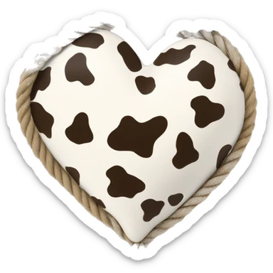 Cow print heart with rope around it  sticker